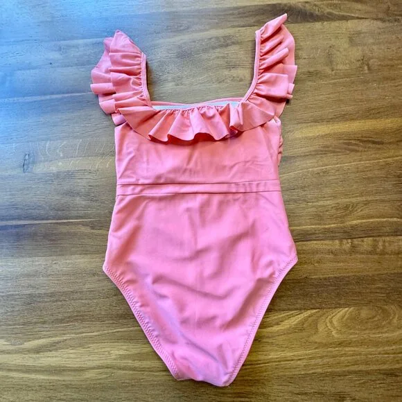 MINNOW Coral Ruffle Swimsuit Womens XS NWT One-Piece Pink Women Swim Brand NEW - Picture 2 of 7